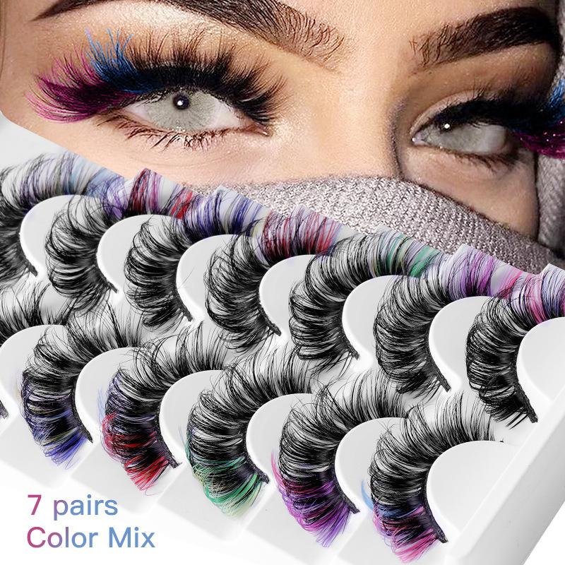 7 пар цветных накладных ресниц – обзор и цена Eyelash Extension Volume Lashes